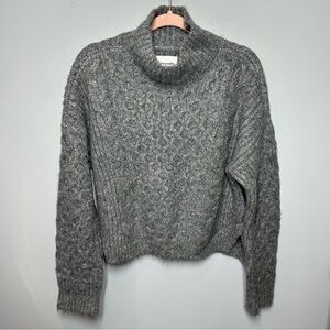 Abercrombie & Fitch Honeycomb Knit Turtleneck Sweater Gray